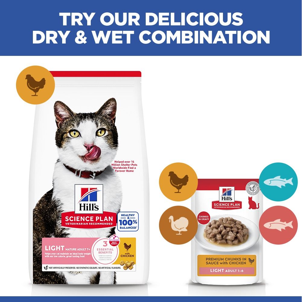 Hill's Science Plan Light Mature Adult Dry Cat Food - Chicken