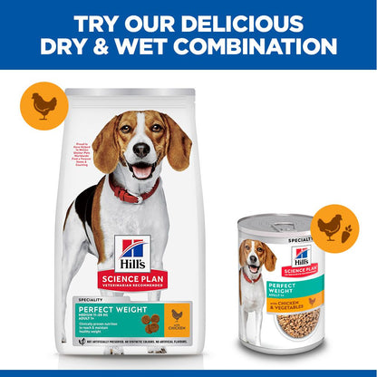 Hill's Science Plan Perfect Weight Medium Adult 1+ Dry Dog Food - Chicken