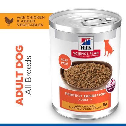 Hill's Science Plan Perfect Digestion Medium Adult 1+ Wet Dog Food with Chicken & Vegetables - 12 x 363g Can