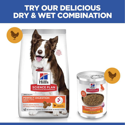 Hill's Science Plan Perfect Digestion Medium Adult 1+ Dry Dog Food - Chicken & Brown Rice