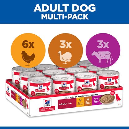 Hill's Science Plan Adult Wet Dog Food with Chicken, Turkey and Beef