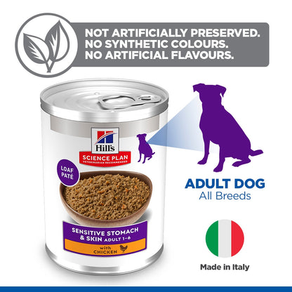 Hill's Science Plan Canine Adult Sensitive Stomach & Skin with Chicken Can Wet Dog Food