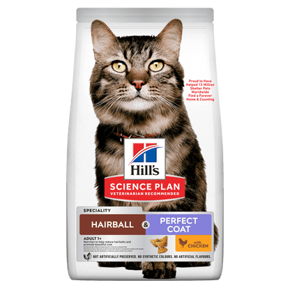 Hill's Science Plan Hairball & Perfect Coat Adult Dry Cat Food - Chicken