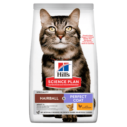 Hill's Science Plan Hairball & Perfect Coat Adult Dry Cat Food - Chicken