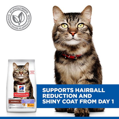 Hill's Science Plan Hairball & Perfect Coat Adult Dry Cat Food - Chicken