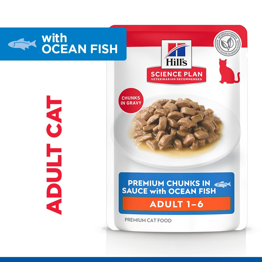 Hill's Science Plan Adult Wet Cat Food Premium Chunks in Sauce with Ocean Fish