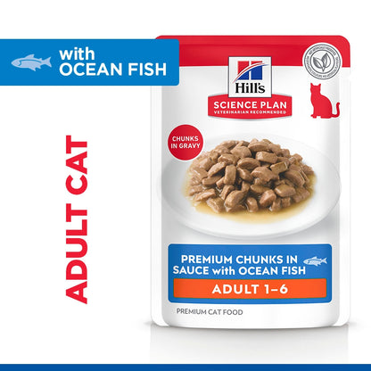 Hill's Science Plan Adult Wet Cat Food Premium Chunks in Sauce with Ocean Fish