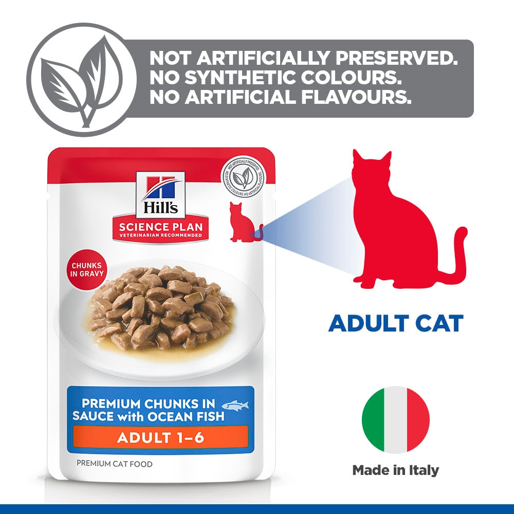 Hill's Science Plan Adult Wet Cat Food Premium Chunks in Sauce with Ocean Fish