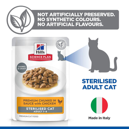 Hill's Science Plan Sterilised Cat Adult Wet Cat Food Multipack - Chicken, Salmon, Trout, Turkey