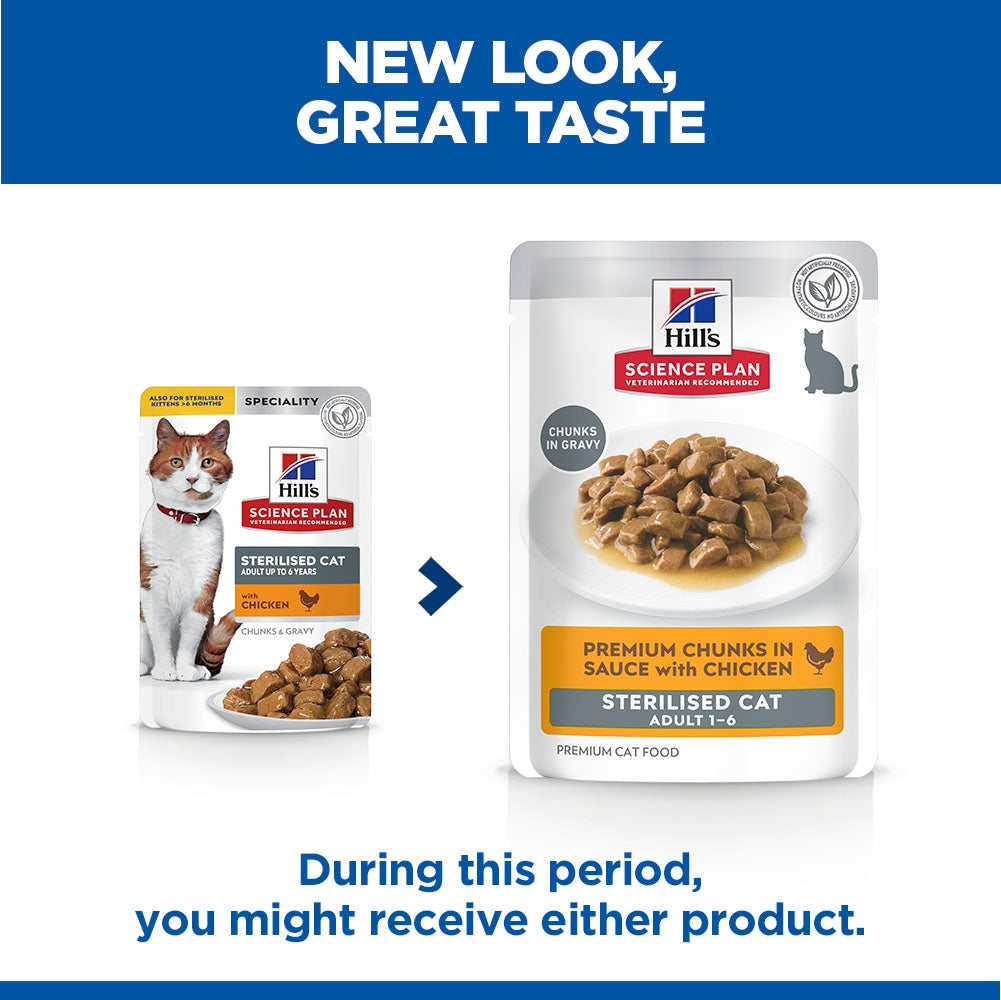 Hill's Science Plan Sterilised Cat Adult Wet Cat Food Multipack - Chicken, Salmon, Trout, Turkey