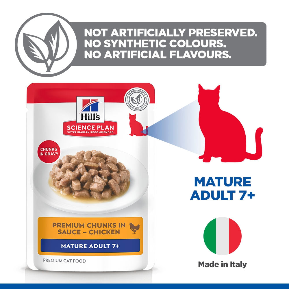 Hill's Science Plan Mature Adult Wet Cat Food Premium Chunks in Sauce with Chicken