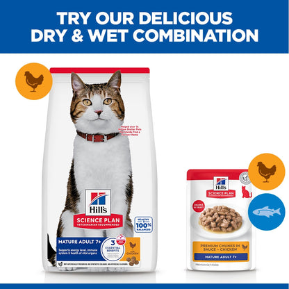 Hill's Science Plan Mature Adult Wet Cat Food Premium Chunks in Sauce with Chicken