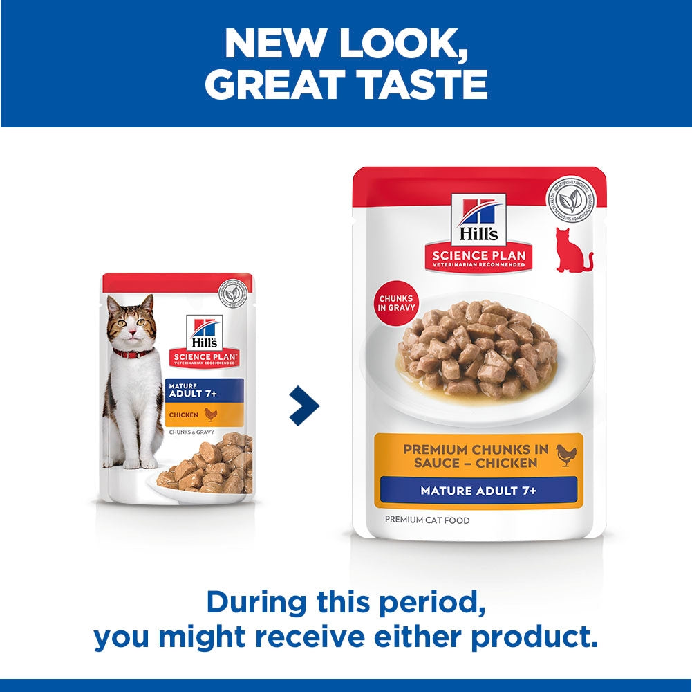 Hill's Science Plan Mature Adult Wet Cat Food Premium Chunks in Sauce with Chicken