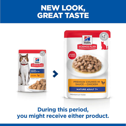 Hill's Science Plan Mature Adult Wet Cat Food Premium Chunks in Sauce with Chicken