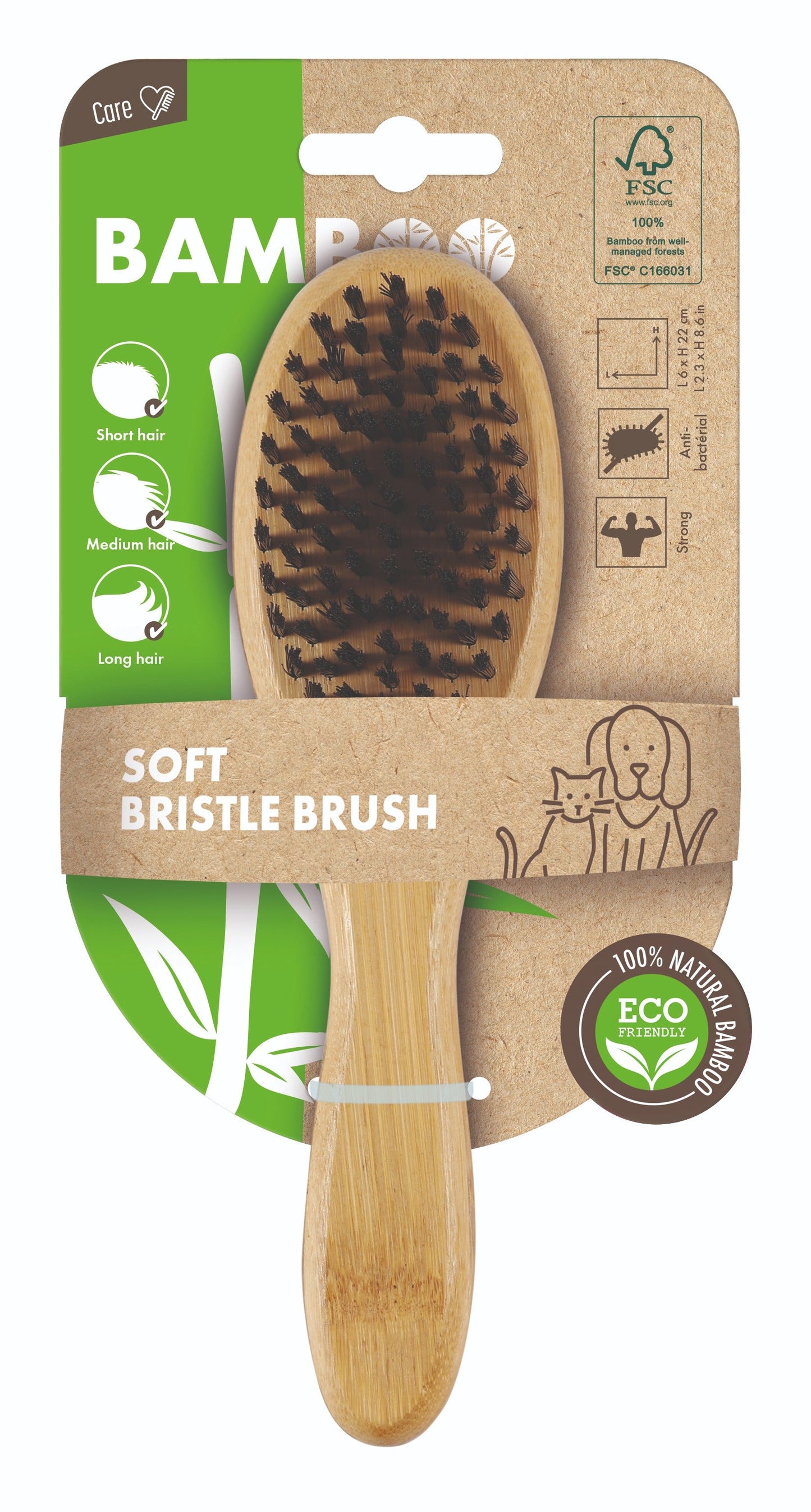 M-Pets Bamboo Soft Bristle Brush for Dogs & Cats