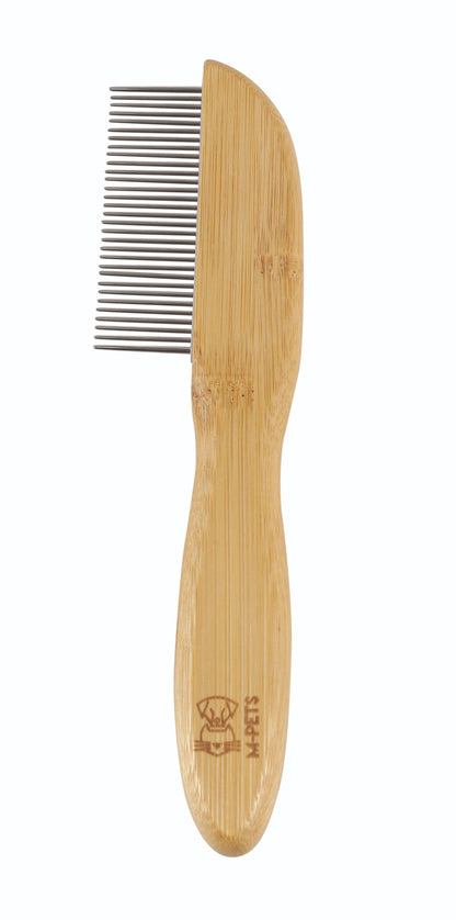 M-Pets Bamboo Regular Comb with Rotating Teeth for Dogs & Cats