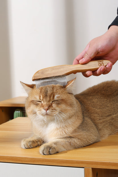 M-Pets Bamboo Regular Comb with Rotating Teeth for Dogs & Cats