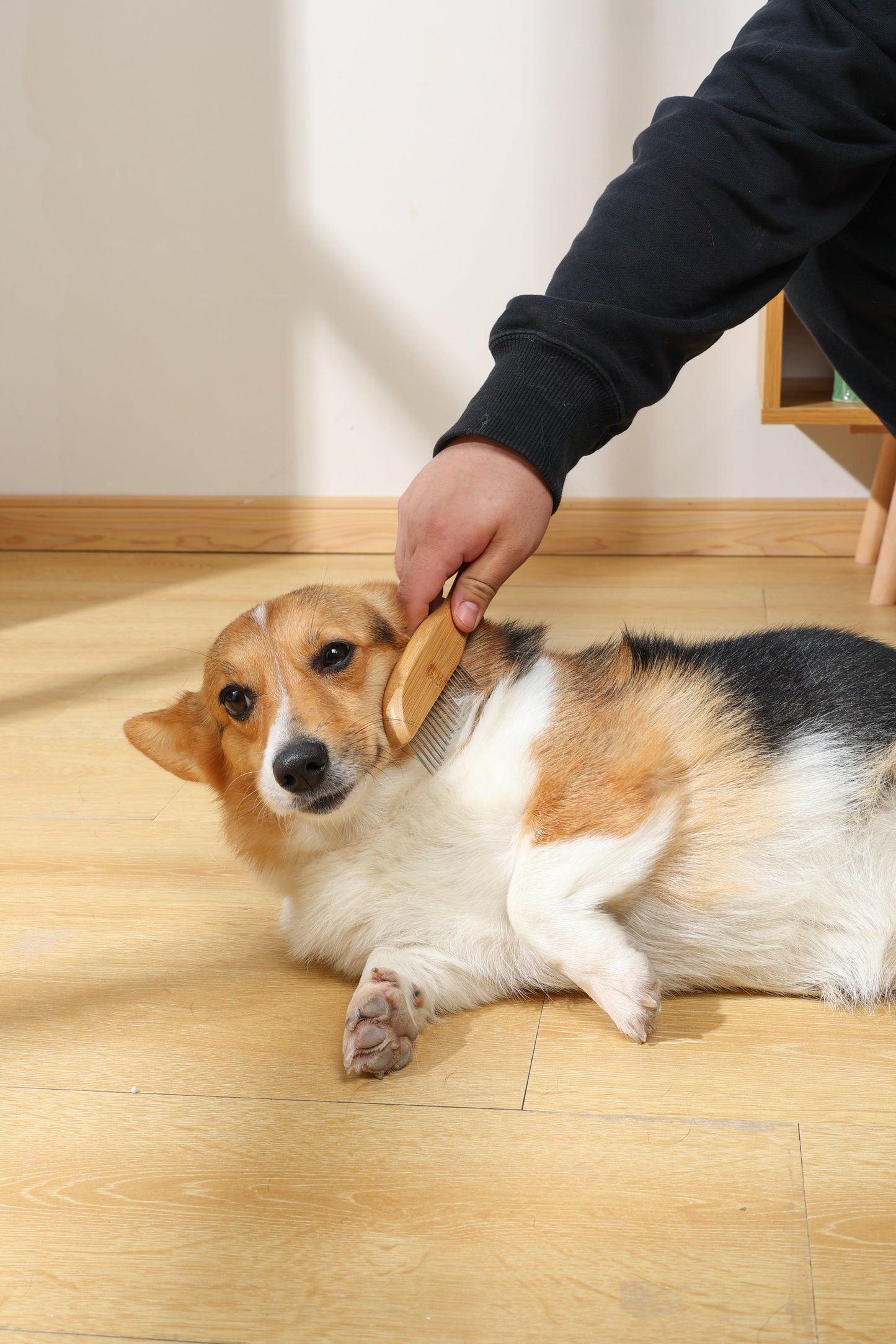 M-Pets Bamboo Regular Comb with Rotating Teeth for Dogs & Cats