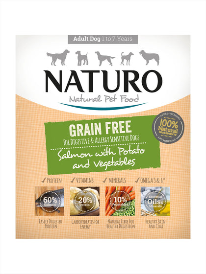 Naturo Grain Free Dog Food  Salmon & Potato With Veg Tray