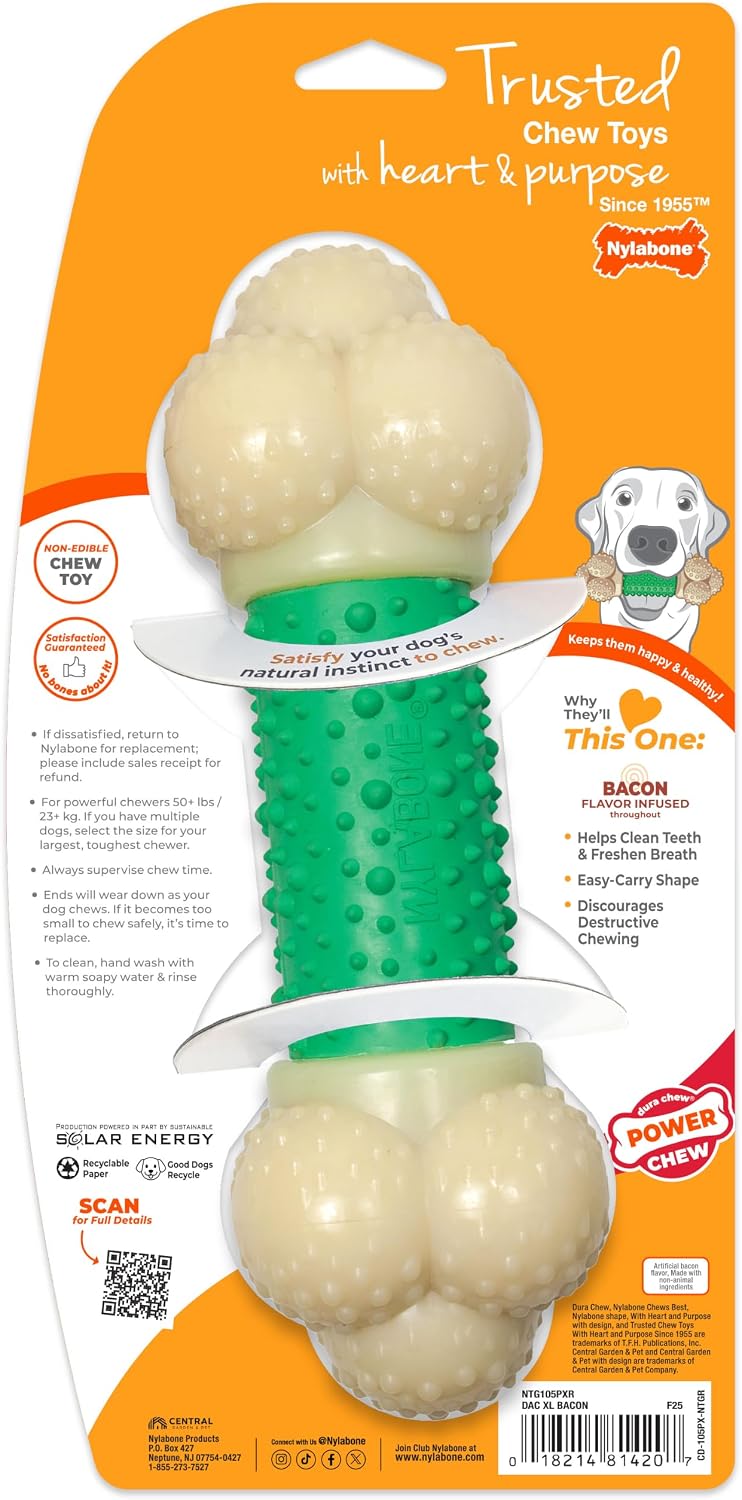 Nylabone Extreme Chew Double Action Bacon Dog Toy