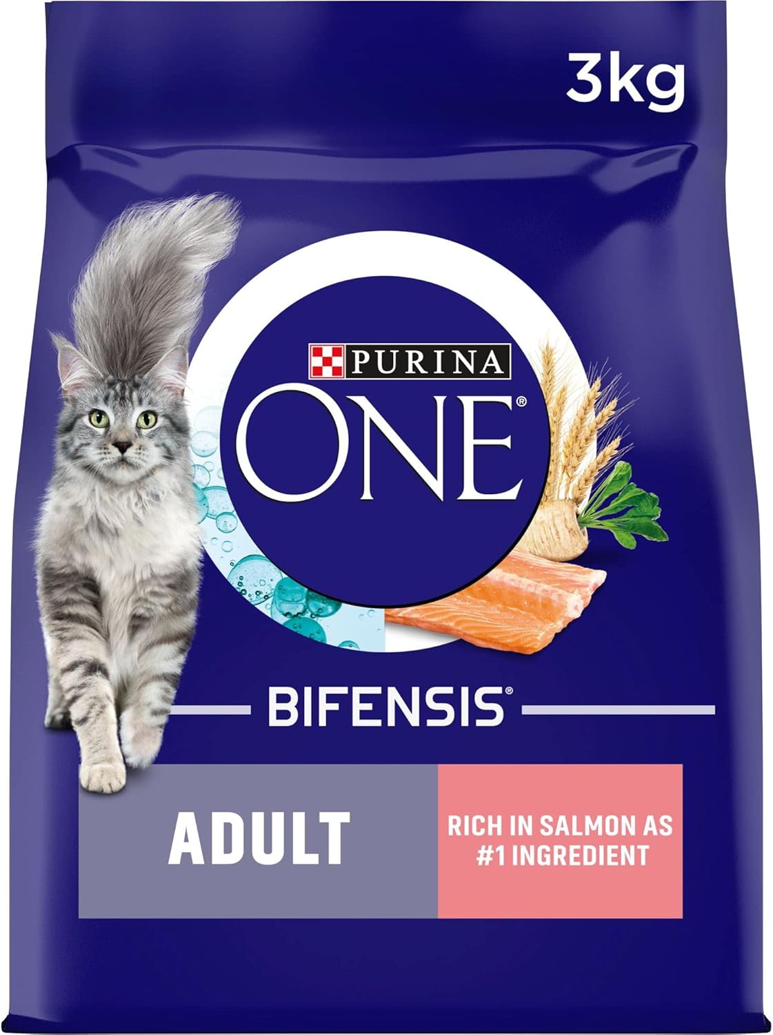 Purina One Purina One Whole Grains Salmon Adult Dry Cat Food pet food packaging