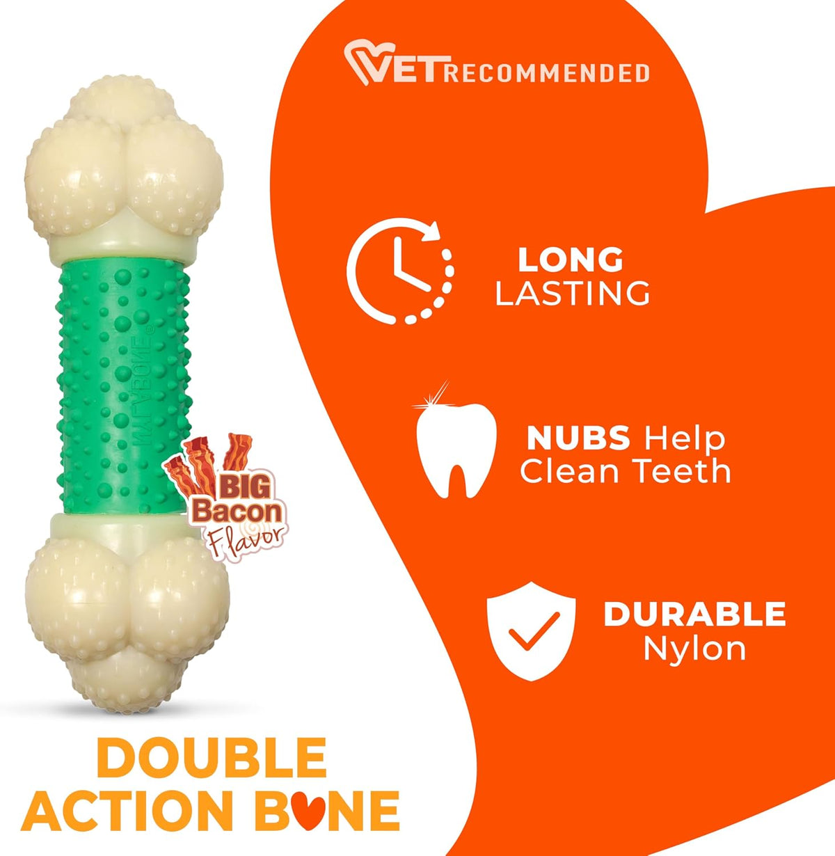 Nylabone Extreme Chew Double Action Bacon Dog Toy