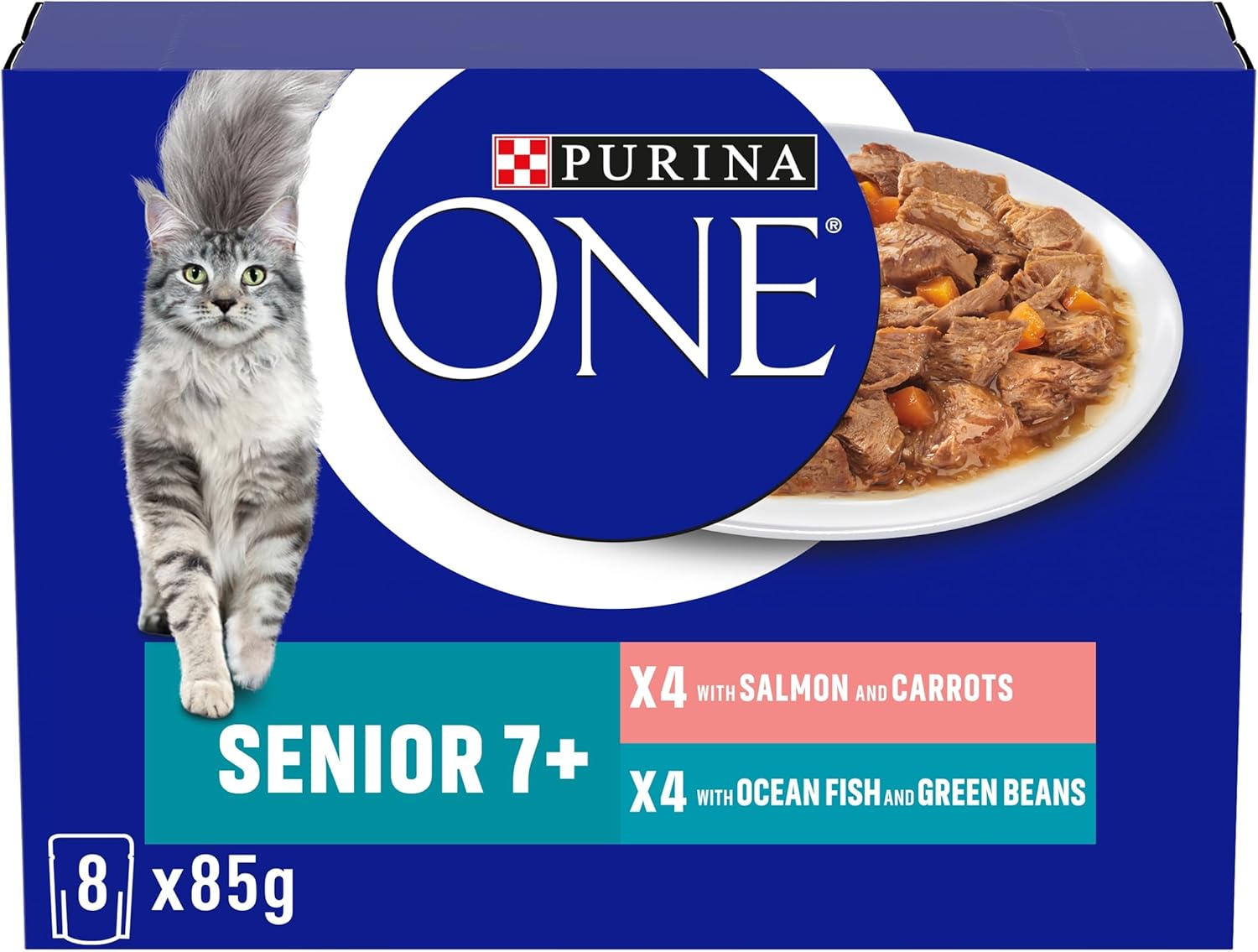 Purina One Purina One Ocean Salmon Senior Wet Cat Food pet food packaging