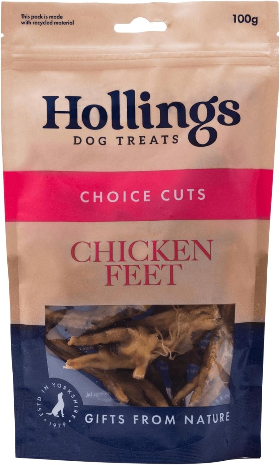 Hollings 100% Natural Chicken Feet Dog Treat