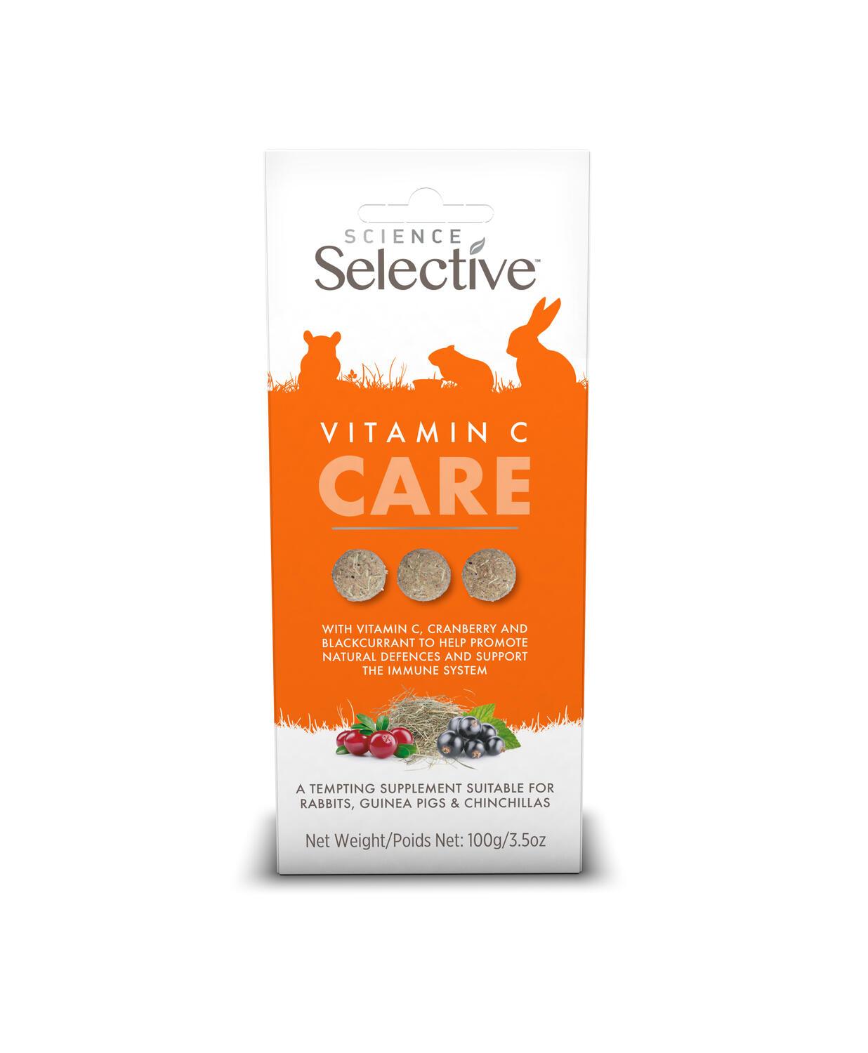 Front View of Supreme Science Selective Vitamin C Care Small Animal Supplement - 100g