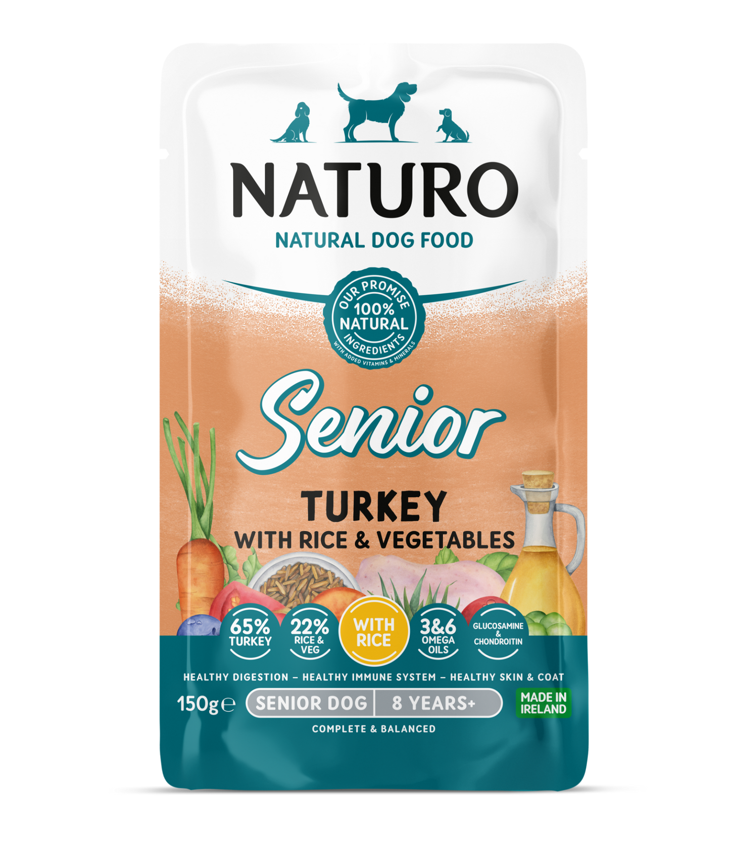 Naturo Senior Dog Food Turkey with Rice & Vegetables Pouch