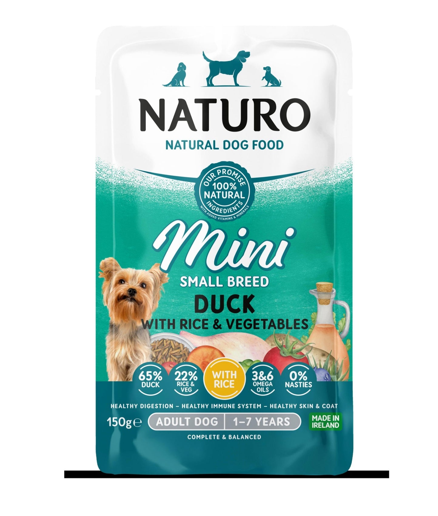 Naturo Adult Dog Food Mini Duck with Rice & Vegetables Pouch
