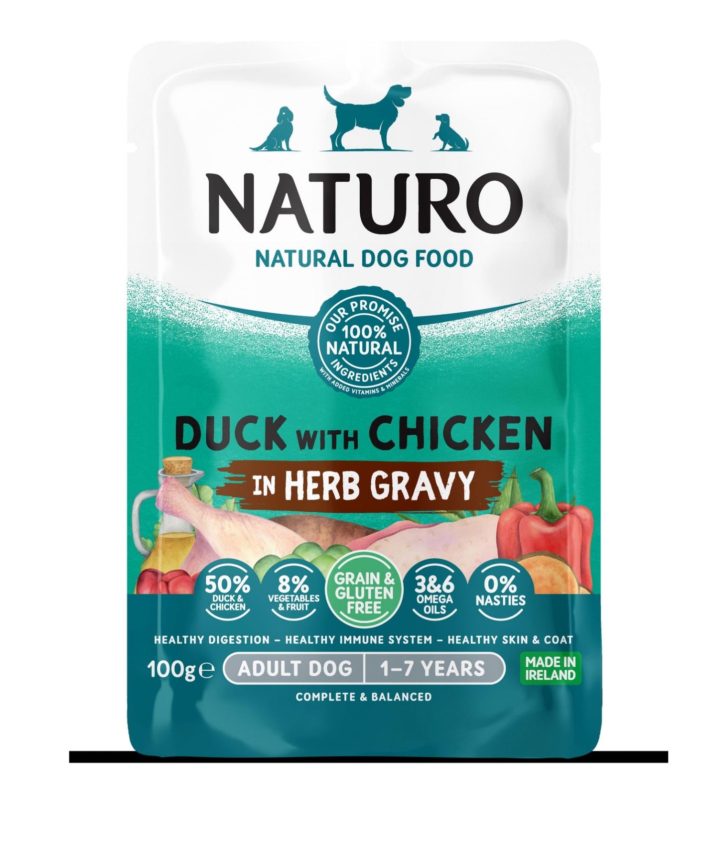 Naturo Adult Dog Food Grain & Gluten Free Duck with Chicken in Herb Gravy