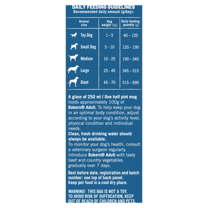 Bakers Adult Dry Dog Food with Beef and Vegetable - 3kg & 14kg