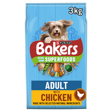Front View of Bakers Adult Dry Dog Food with Chicken and Vegetable - 3kg & 14kg