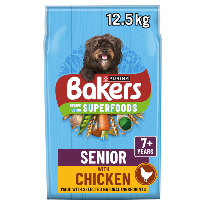 Bakers Senior Dry Dog Food with Chicken and Vegetable - 2.85kg & 12kg