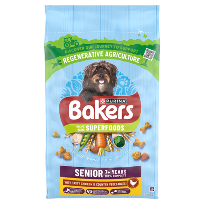 Bakers Senior Dry Dog Food with Chicken and Vegetable - 2.85kg & 12kg