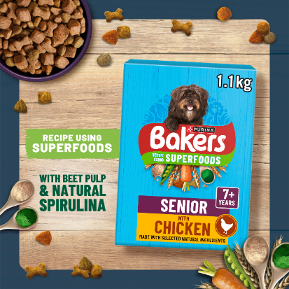 Bakers Senior Dry Dog Food with Chicken and Vegetable - 2.85kg & 12kg