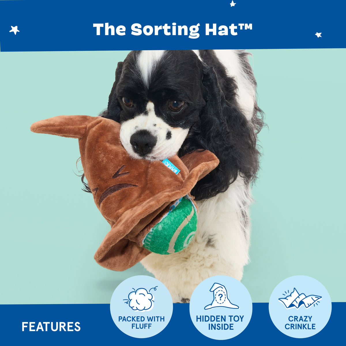 BARK x Harry Potter The Sorting Hat 2 in 1 Crinkle and Squeak Dog Toy