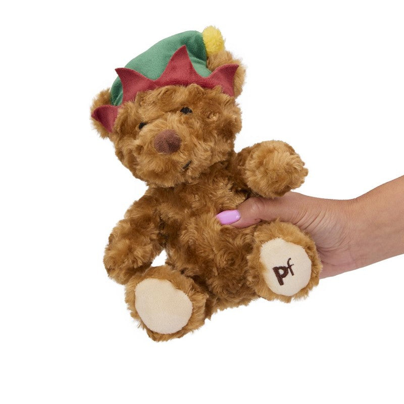Petface Christmas Carley Curly Teddy With Elf Hat Dog Toy