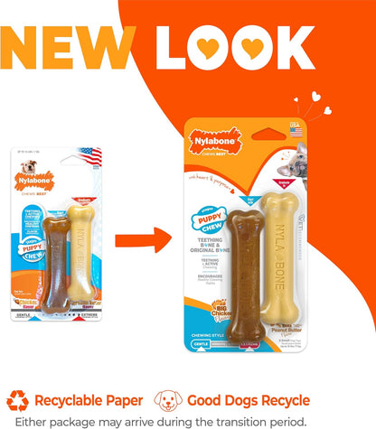 Nylabone Puppy Dura Chew Twin Pack Peanut Butter & Chicken