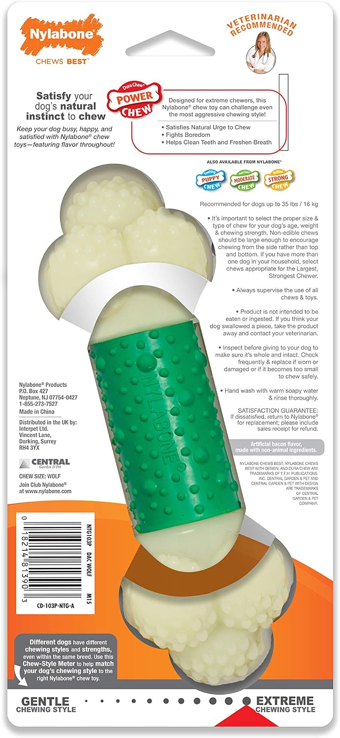 Nylabone Extreme Chew Double Action Bacon Dog Toy