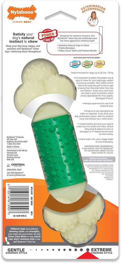 Nylabone Extreme Chew Double Action Bacon Dog Toy