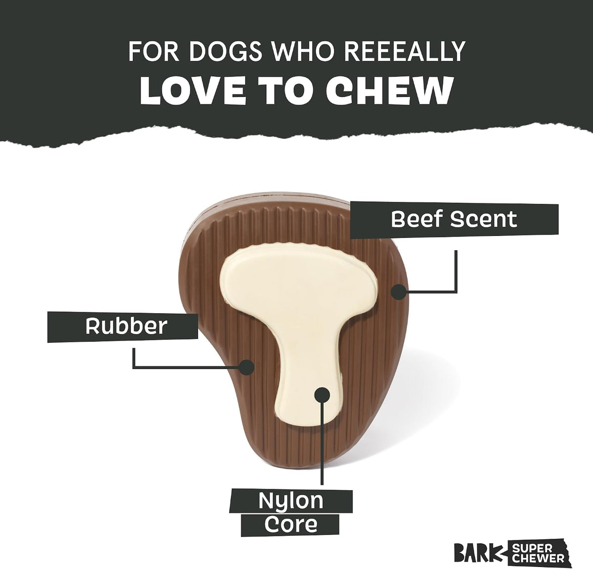 BARK Mr T Bone Super Chewer Large Dog Toy