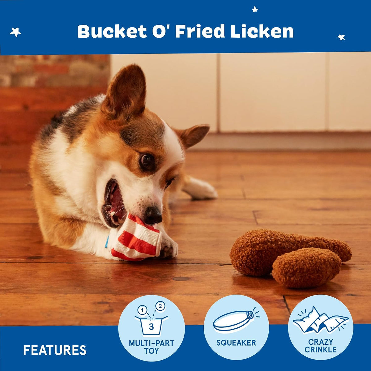 BARK Bucket O'Fried Licken 3 in 1 Interactive Dog Toy