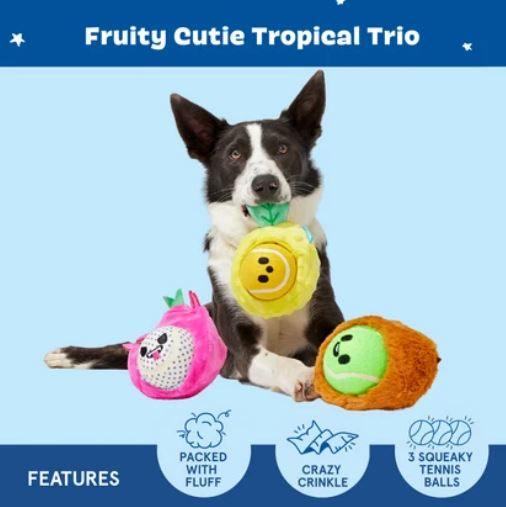 BARK Fruity Cutie Tropical Trio 6 in 1 Interactive Dog Toy