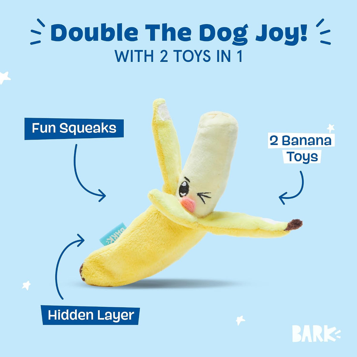 BARK Banana 3 in 1 Interactive Plush Dog Toy