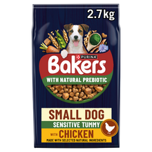 Front View of Bakers Small Dry Dog Food Sensitive Tummy with Chicken - 2.7kg