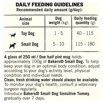 Bakers Small Dry Dog Food Sensitive Tummy with Chicken - 2.7kg