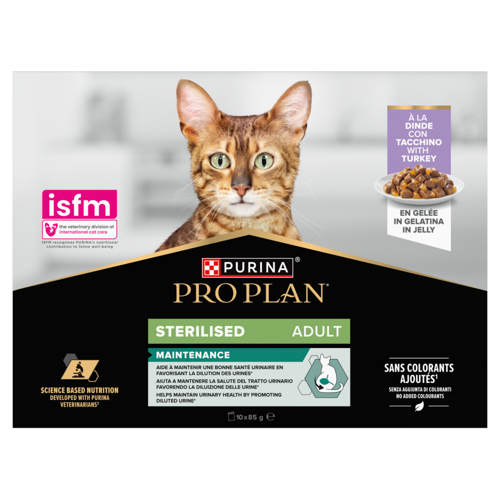 Pro Plan Pro Plan Sterilised Turkey Adult Wet Cat Food pet food packaging