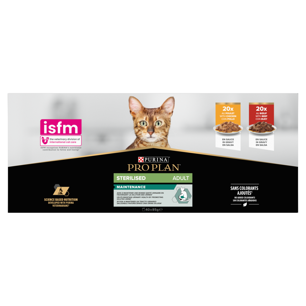 Pro Plan Pro Plan Sterilised Beef Chicken Adult Wet Cat Food pet food packaging